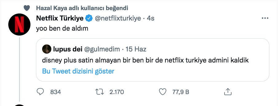 netflix turkiye den ilgin disney plus paylasimi